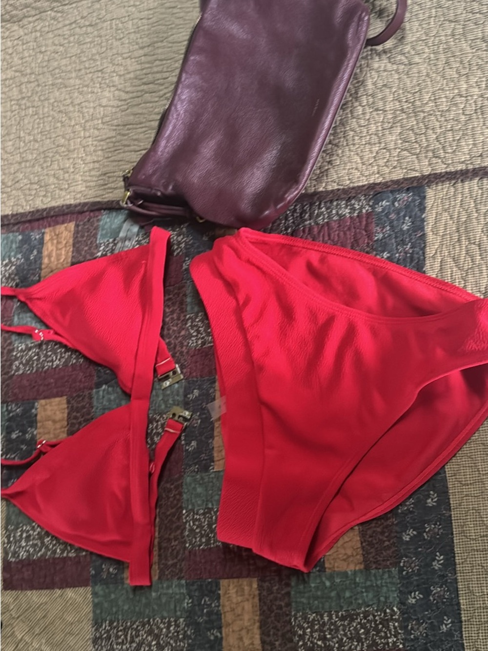 Red Bikini with Fossil purse